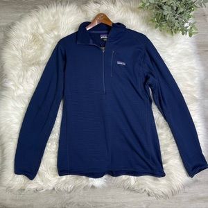 Patagonia Blue Waffle Knit R1 Half Zip